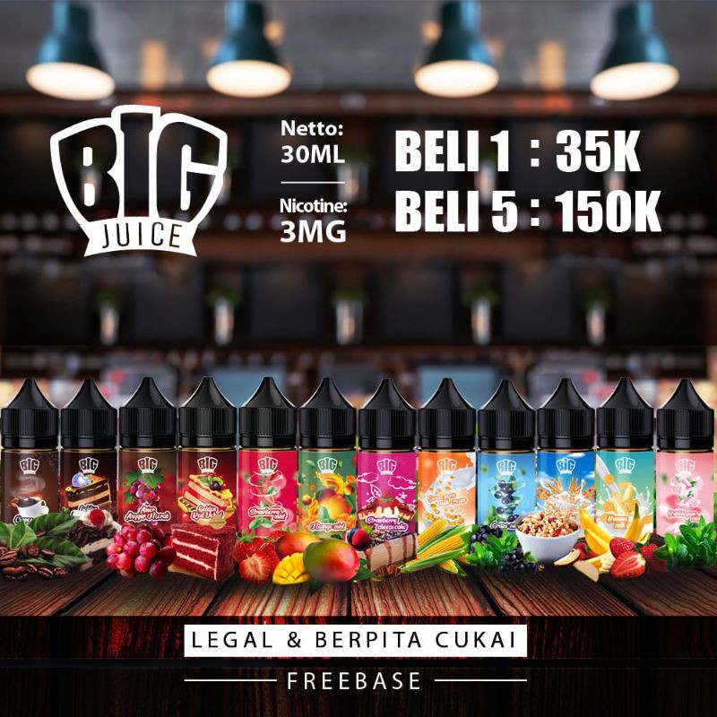 GROSIR TERMURAH BIG JUICE  LIQUIDS NIC 3MG FREEBASE MURAH 30ML CUKAI