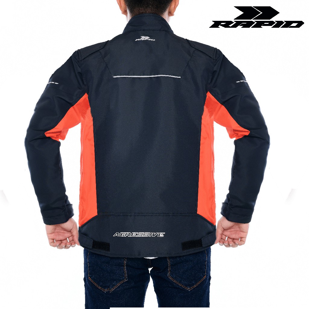 Jaket motor pria anti angin RAPID AGRESSIVE reflektif printing