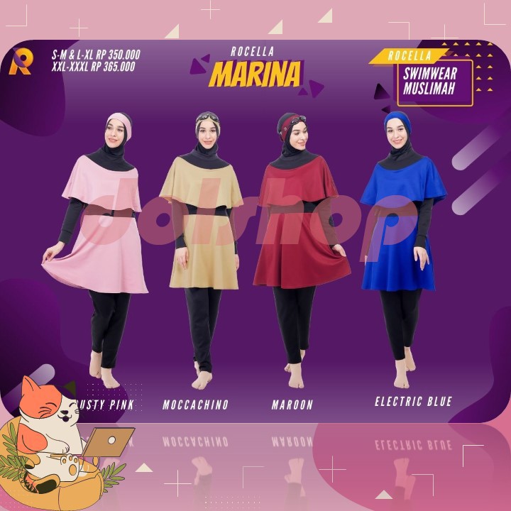 Rocella Swimwear Marina Baju Renang Wanita Muslimah Syari Original Big Size Jumbo Ukuran Besar