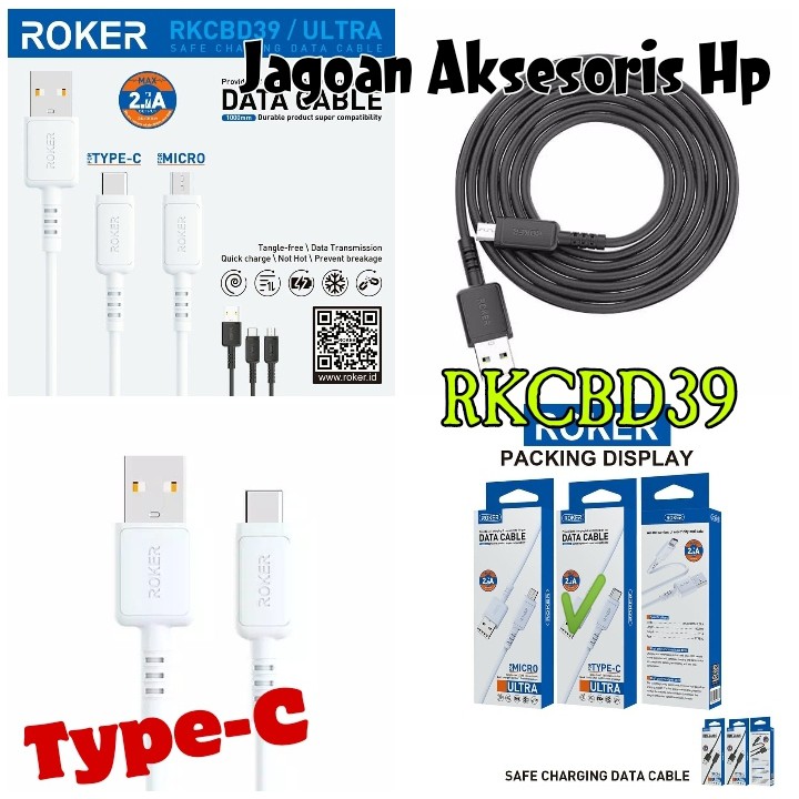 RK-CBD39 Kabel Casan Roker Ultra Type-C 2.1A 100cm Data Transmission Quick Charge