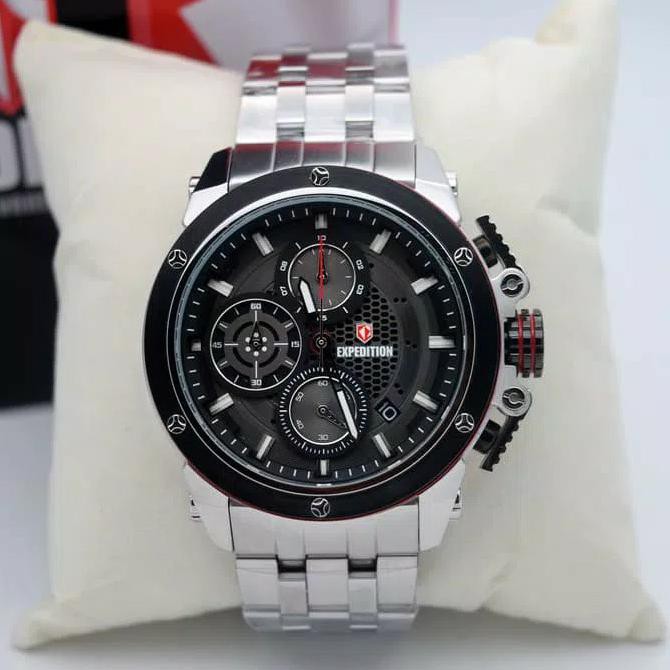 Super Sale JAM TANGAN PRIA EXPEDITION E6748 SILVER BLACK. GARANSI RESMI 1TAHUN Ready Stock