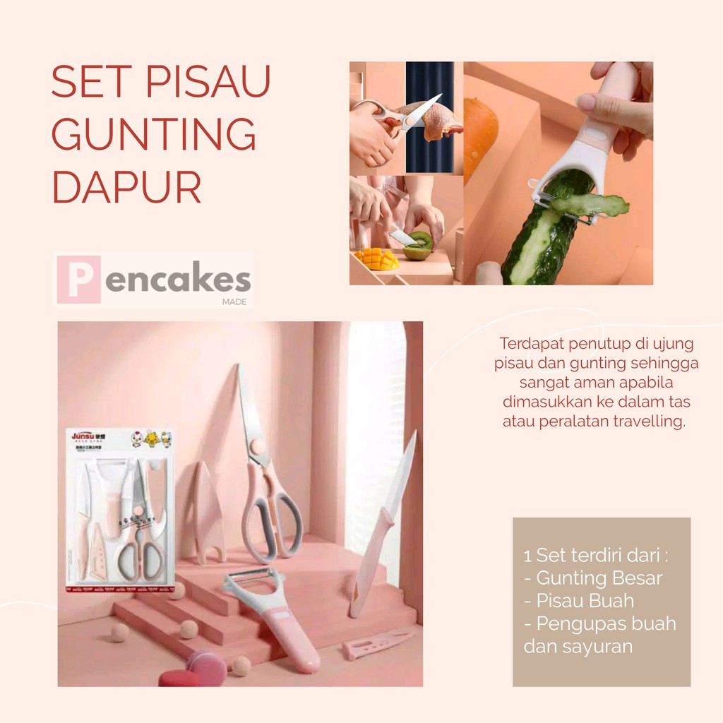 Pisau Gunting / Set Pisau Dapur / Set Pisau Pink / Set Pisau Gunting / Gunting Dapur / Kitchen Tools