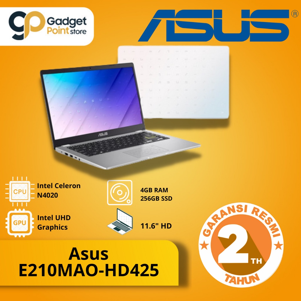 Laptop Asus VivoBook E210MAO-HD425 intel Celeron N4020/4GB/256GB SSD/11.6″/Windows 10 Home+OHS 2019 Dreamy White / Rose Gold - Garansi Resmi 2 Tahun