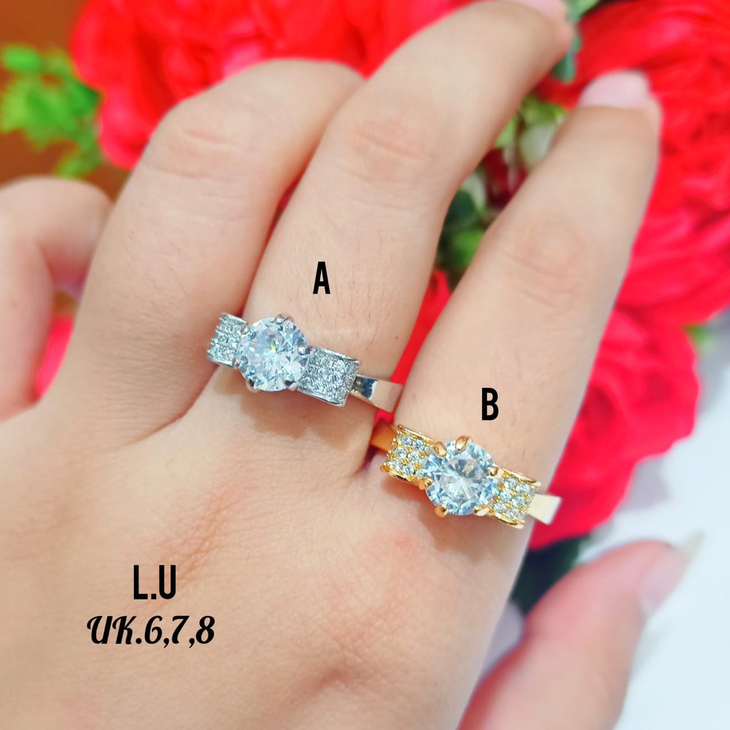 TITANIUM cincin wanita permata zircon pita elegan perhiasan Korea