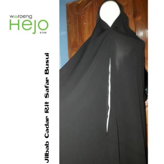 °WH5758° Jilbab Cadar Safar Rits Busui HITAM