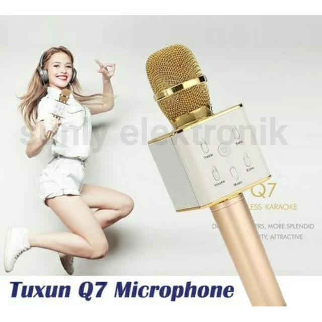 mic ktv Bluetooth tuxun Q7 wireless microphone ( mic Tanpa Kabel )
