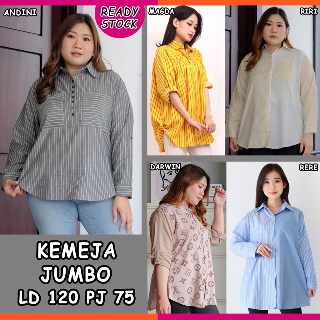 BIGCLO - (COD) LD 120cm Kemeja Corak Jumbo K120 Atasan Wanita Bigsize