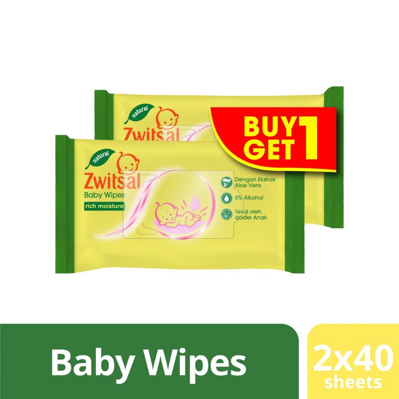 0ZWITSAL Baby Wipes Rich Moisture 40's - Buy 1 Get 1 Free