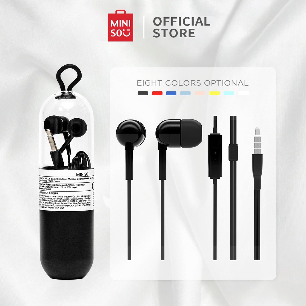 Miniso Music Earphone Colorful Capsule Headphones Noise Cancelling Awet Handsfree Earphone