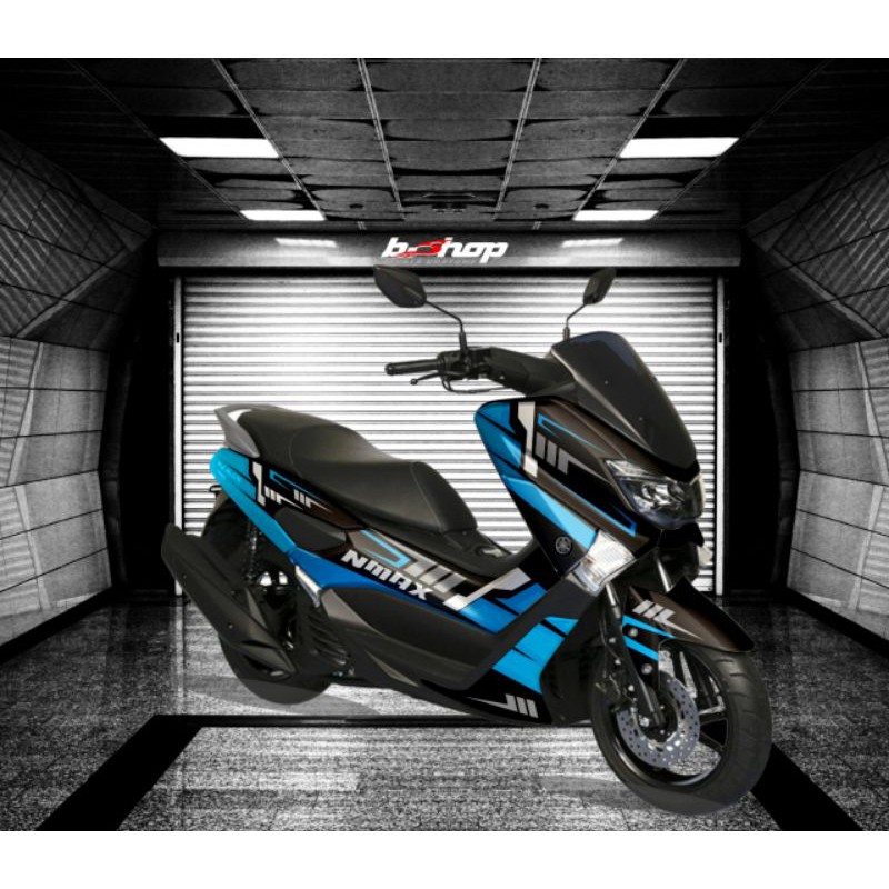 Stiker Decal Yamaha NMAX Full Body Black lis blue variasi #Stiker888