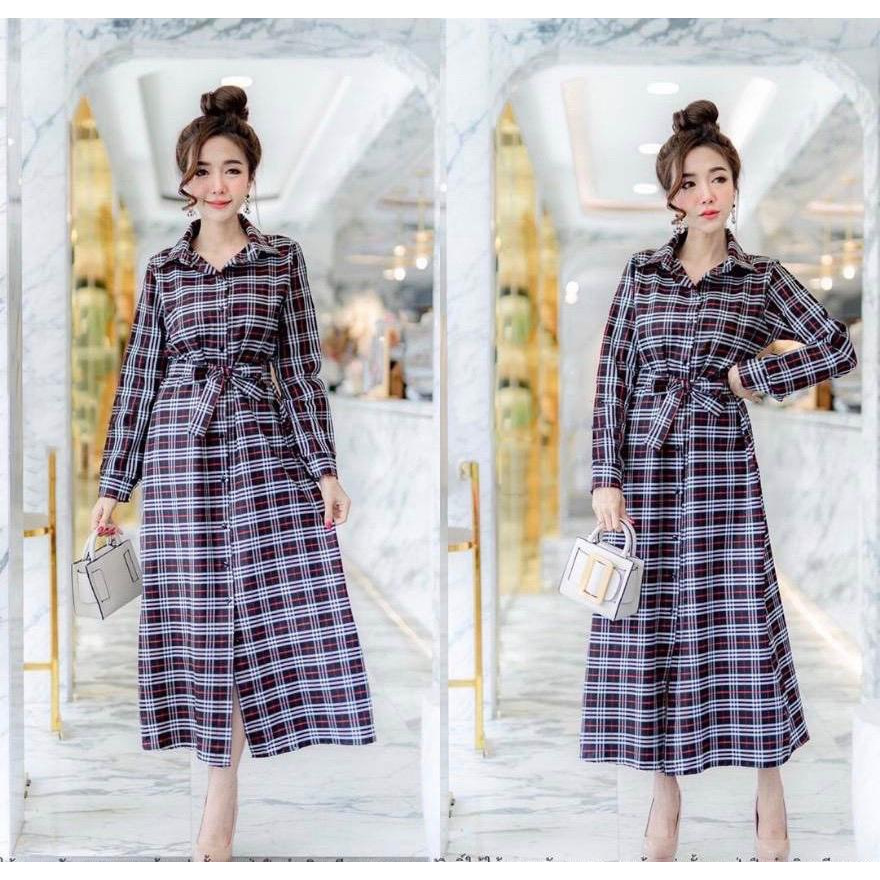 GH - GAMIS BBR / DRESS WANITA BURBERRY / PAKAIAN WANITA KEKINIAN / DRESS MODEL KEMEJA