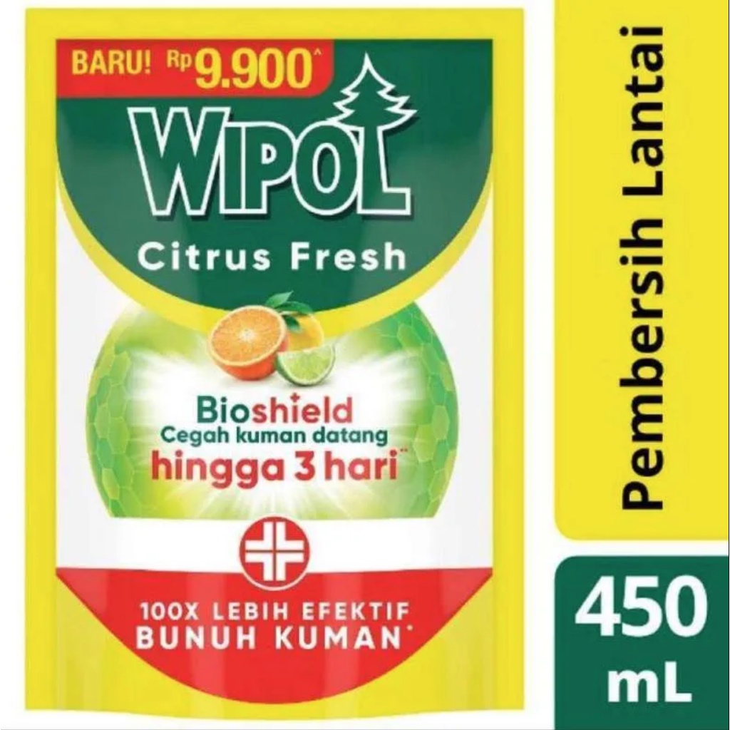 WIPOL KARBON CITRUS FRESH BIOSHIELD PEMBERSIH LANTAI 450 ML