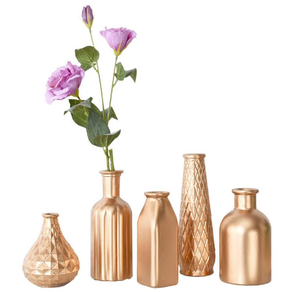Vas Kaca Gold Populer Dekorasi Rumah Ornamen Botol Bunga Modern