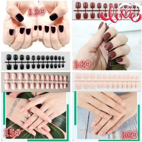 (NCS) KUKU PALSU 24 Pc False Nails Fake Panjang POLOS TANPA LEM 1 WARNA