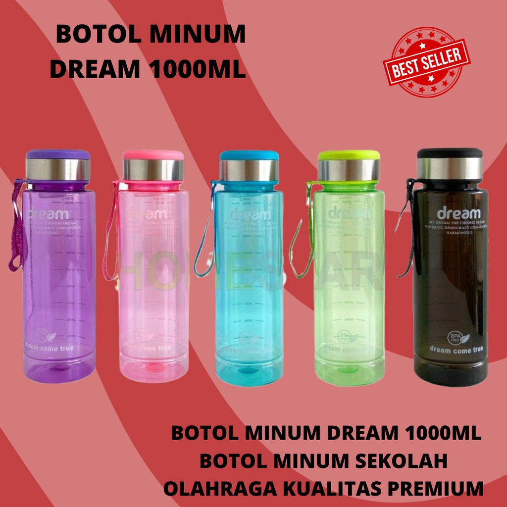 BOTOL MINUM DREAM UKURAN BESAR 1LITER BOTOL MINUM OLAHRAGA / SEKOLAH OLAHRAGA KUALITAS PREMIUM