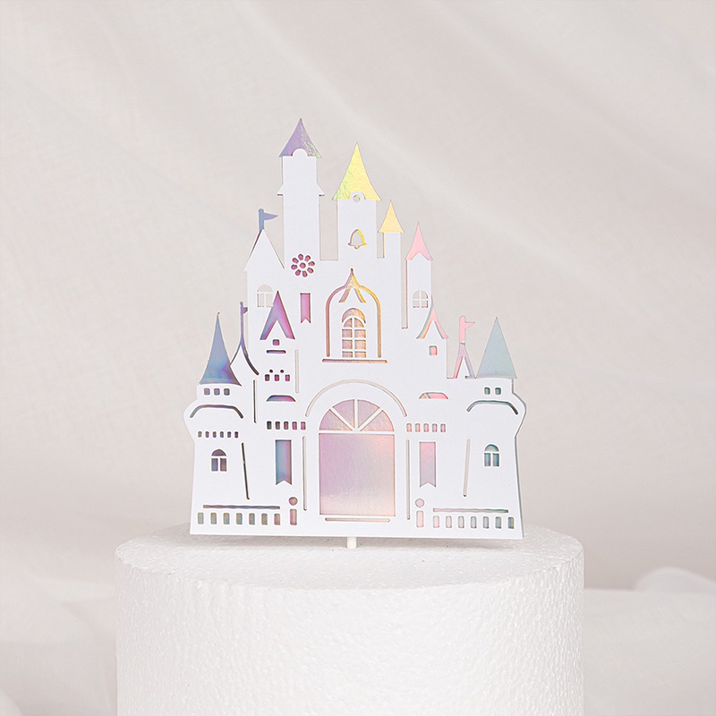 1 Pcs Cake Topper, Sisipan Kue, Aksesoris Akrilik Castle Pesta, Untuk Happy Birthday