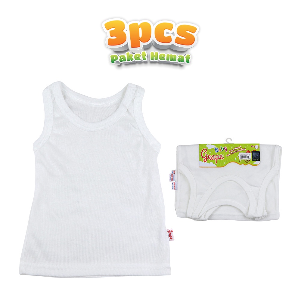 Paket 3  Pcs Singlet Bayi Oblong Unisex Sleveless Grape Baby