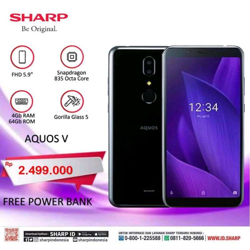 SHARP AQUOS V 4/64 free powerbank cashback 15%