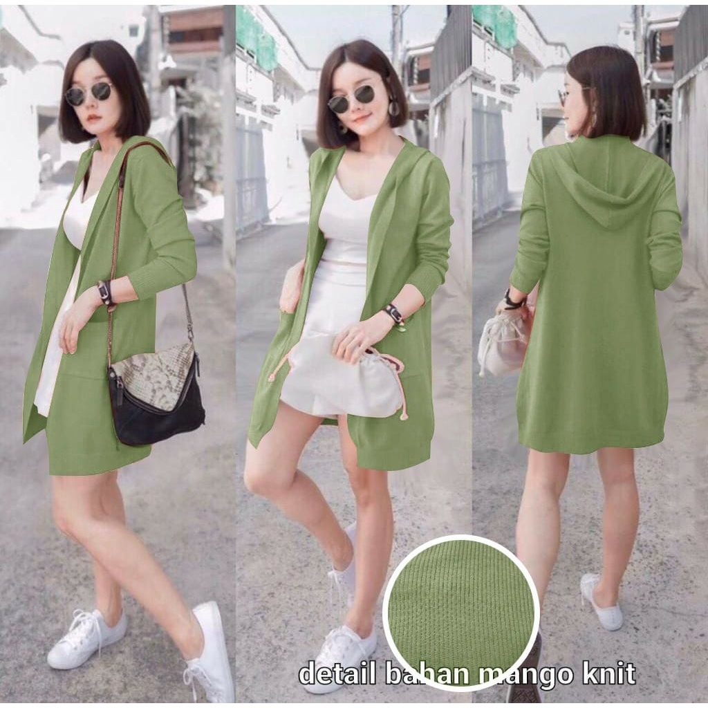 PCS LONG CARDI MANGGO KNIT FASHION PAKAIAN WANITA ATASAN OUTER ED