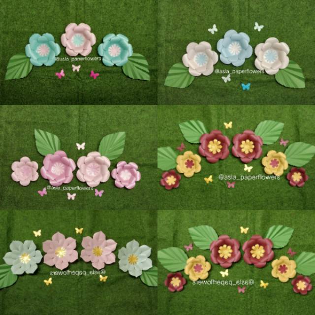 

Paper flower mini set / Bunga kertas berglitter & tenal