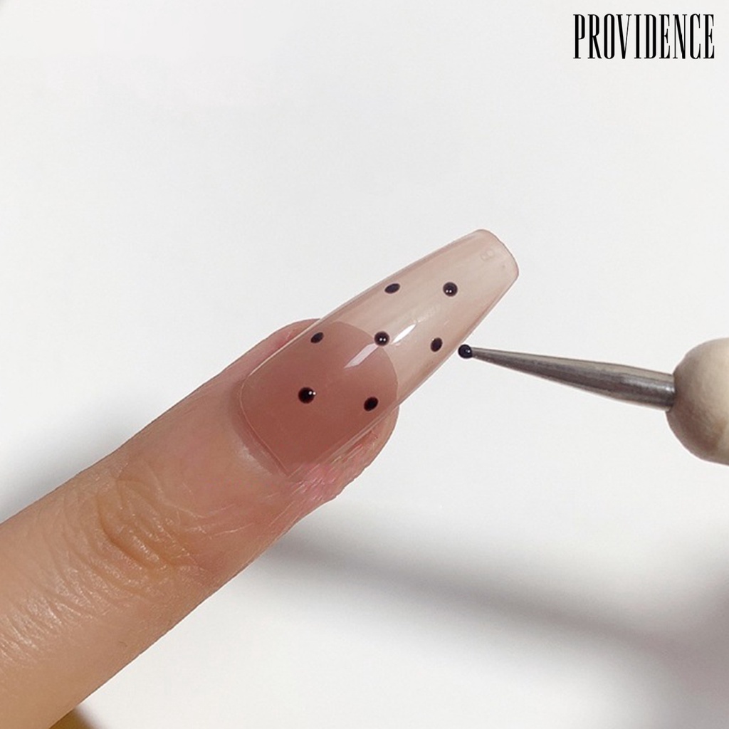 Providence 5pcs / Set Pen Dotting Nail Art Profesional Kepala Ganda Gagang Kayu Ergonomis
