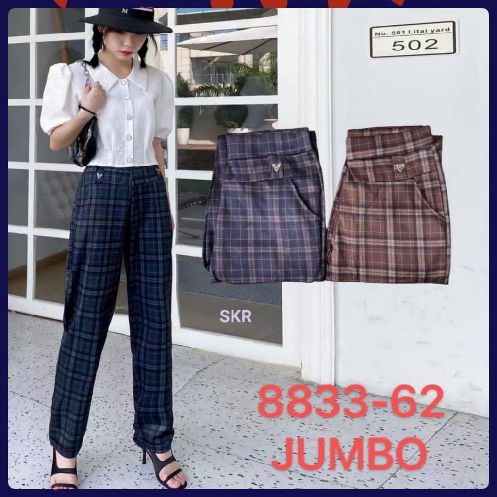 CELANA PANJANG WANITA IMPORT BAHAN STRETCH KOTAK SALUR FORMAL KANTOR