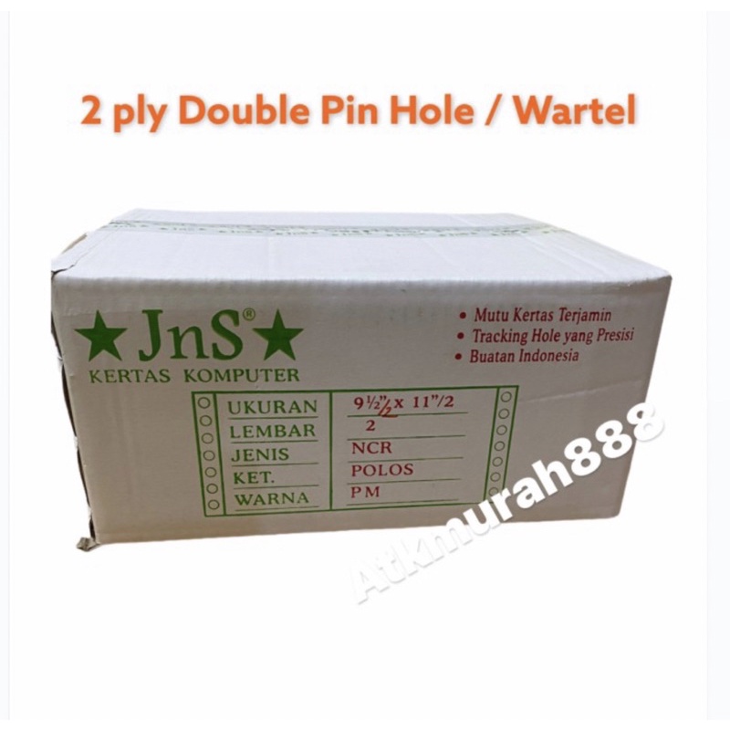 

KERTAS KOMPUTER JNS UKURAN WARTEL / COUNTINOUS FORM DOUBLE PINHOLE 2 PLY PUTIH MERAH