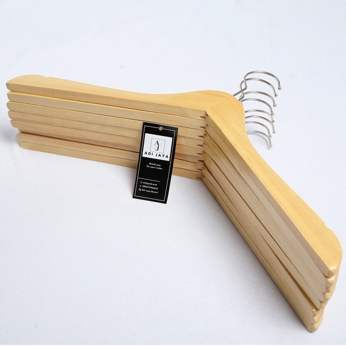 HANGER KAYU NATURAL KUALITAS PREMIUM / GANTUNGAN BAJU KUALITAS PREMIUM - DEWASA