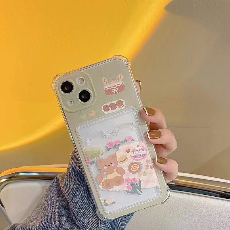 Case Holder Kartu Desain Beruang Piknik Untuk iPhone 12 13 11 Pro Max X Xs Max Xr rhrfyv3