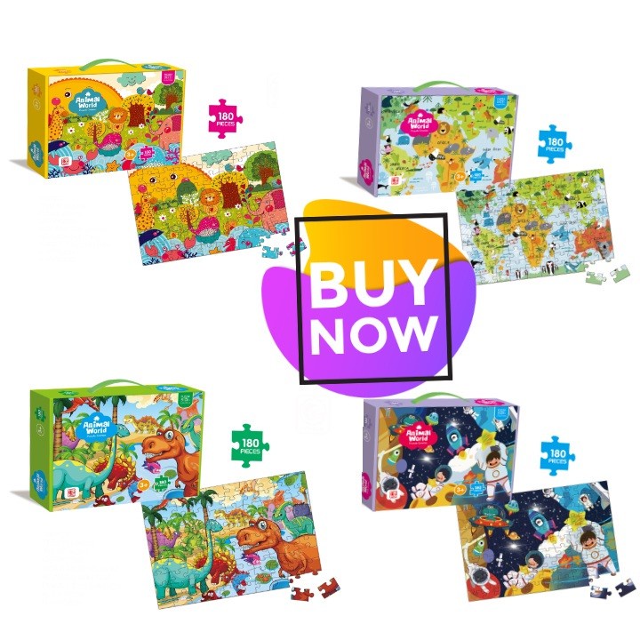 Mainan Puzzle Jigsaw Animal World 180Pcs (HW20009841,20009842,20005237,20005238)
