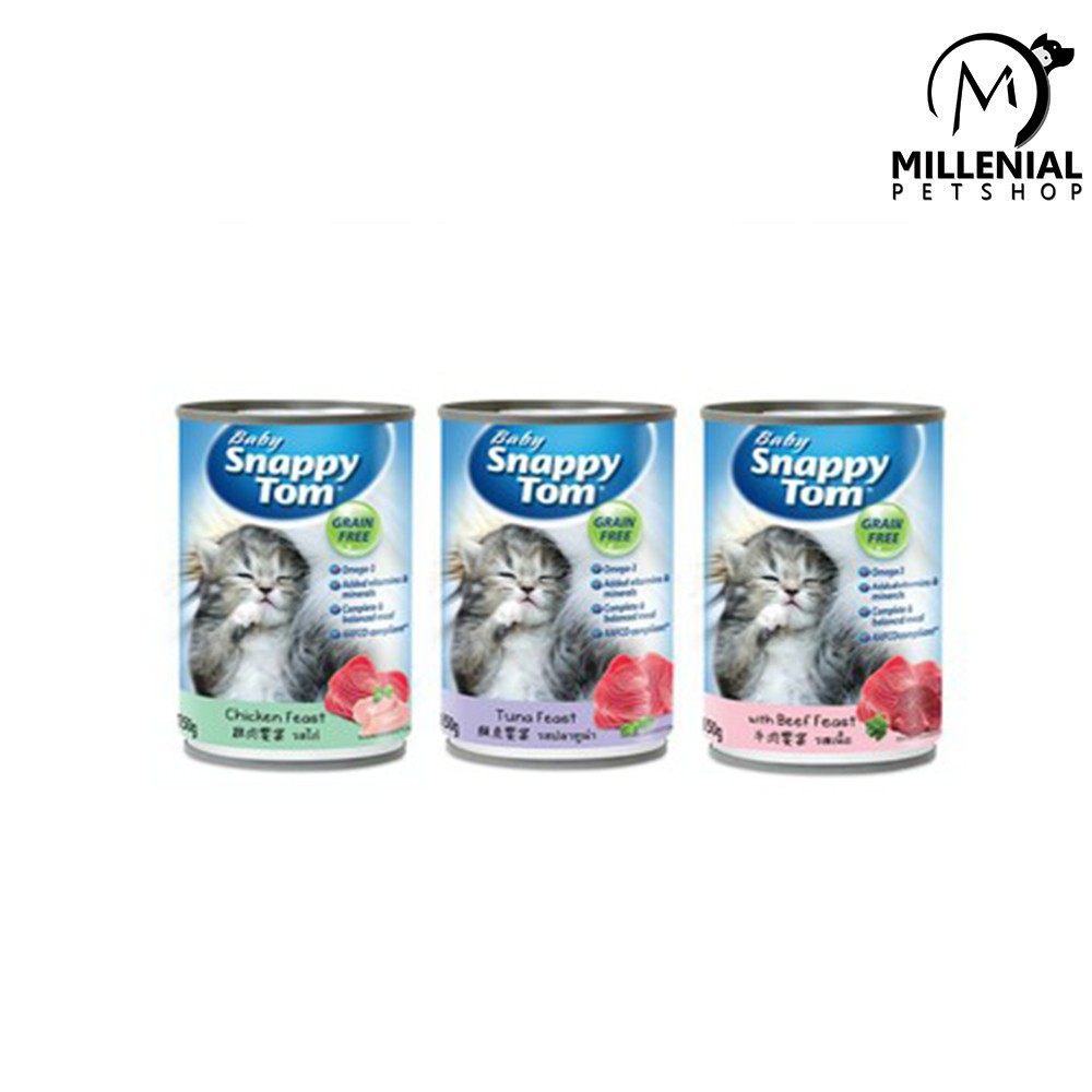 Makanan Basah Kucing kitten Kaleng 150 gr Wet Food Snappy Tom Baby 150 gram