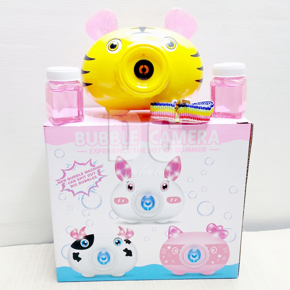 Bubble Camera Tiger Hello Kitty Rabbit Sapi Mainan Kamera Gelembung Sabun Musik Lampu Baterai