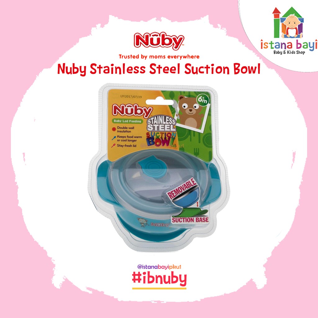 Nuby Stainless Steel Suction Bowl 250ml - Tempat Makan Bayi