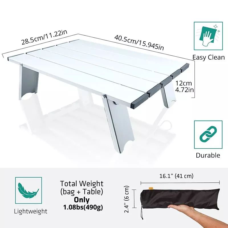 Meja Lipat Camping Outdoor Portable Aluminium Meja Lipat Outdoor Portable Folding Table 40 x 29 x 13 cm