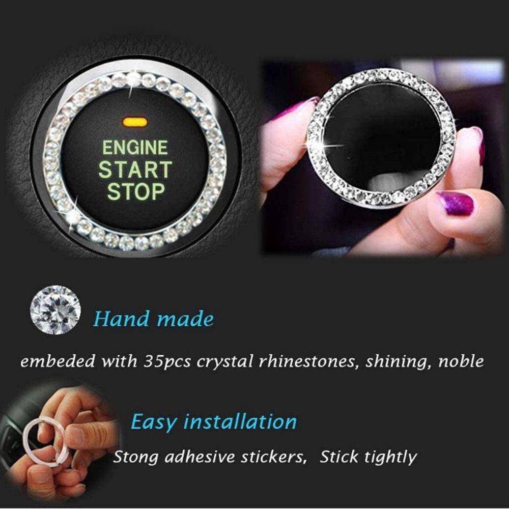 Populer Cincin Berlian Bling Tombol Mobil Decal Start Switch Lingkaran Trim Aksesoris Hias