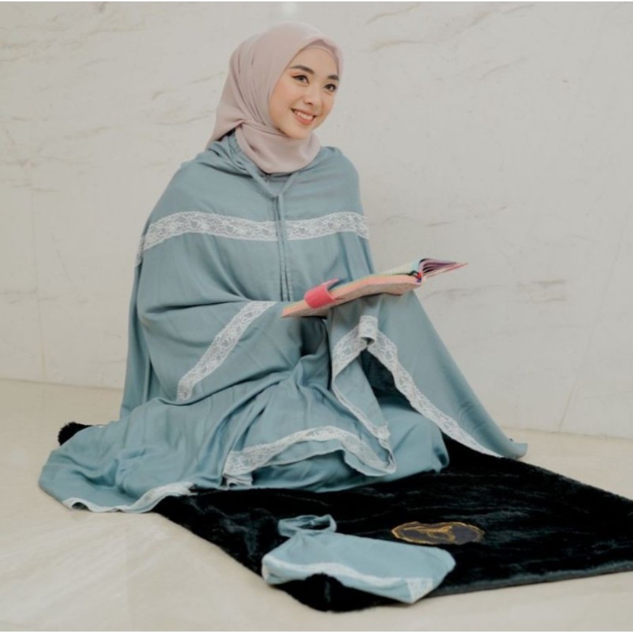 Mukena Baneska Plain Zaenab Dark Grey