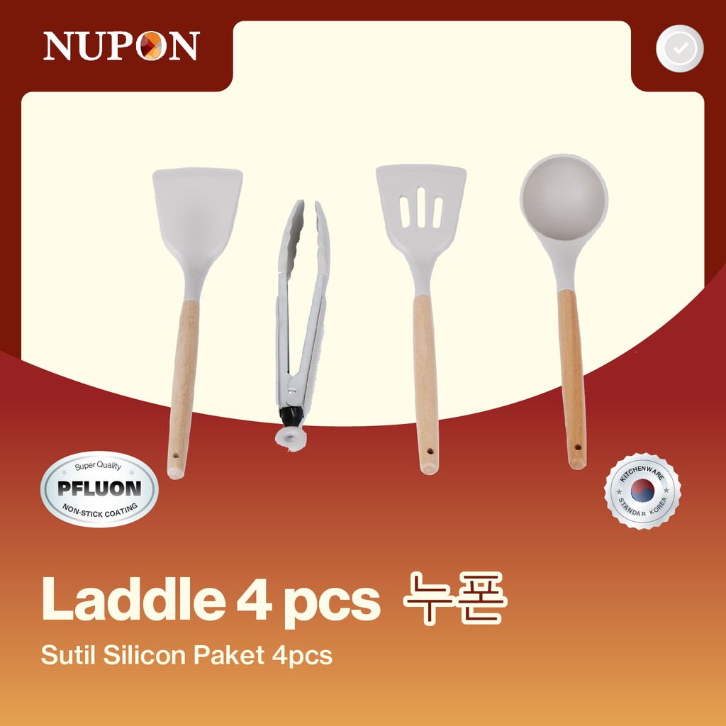 NUPON - Sutil Spatula Silikon Tahan Panas 4 PCS - Alat Masak Perlengkapan Dapur