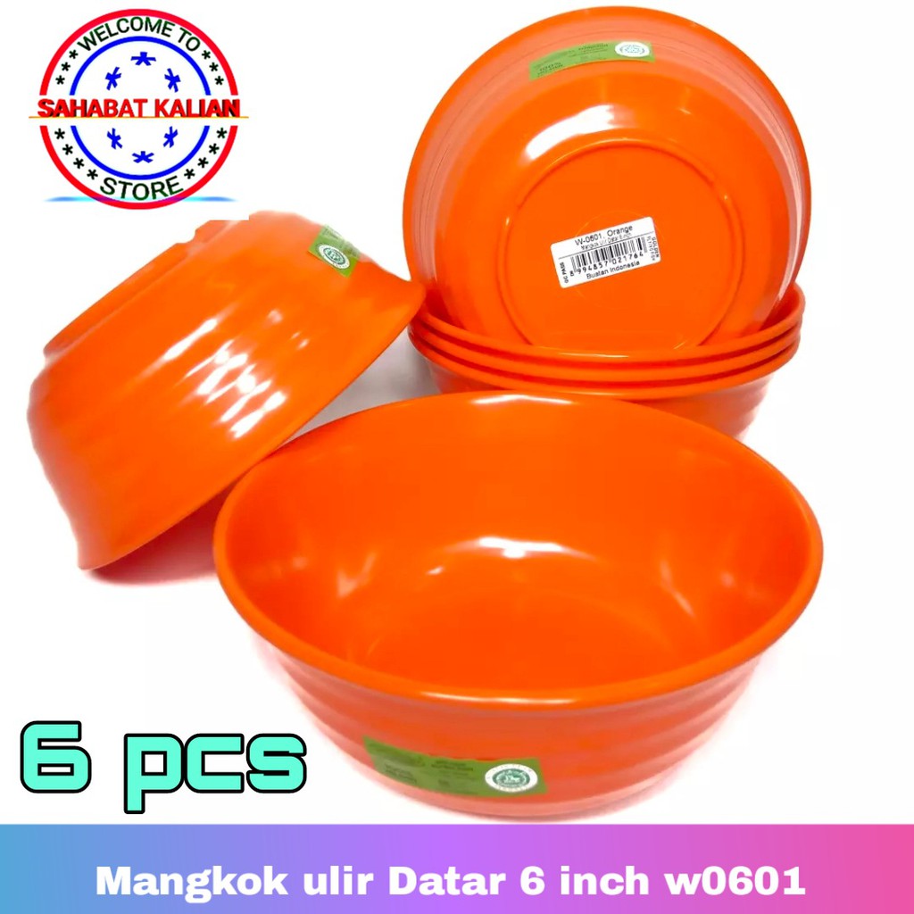 (6 Mangkok) Mangkok Melamin Golden Flying Fish W0601 Ukuran 6 Inch