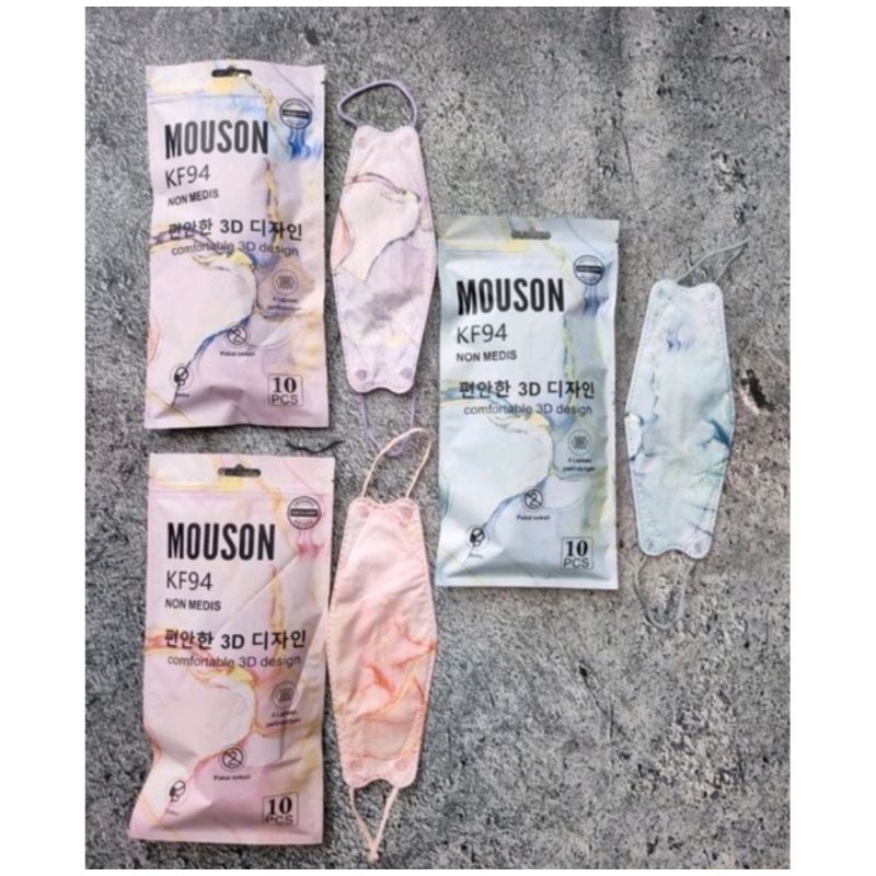 Masker KF94 KN95 Mouson Careion 4ply gradasi rainbow | marble galaxy isi 10pcs
