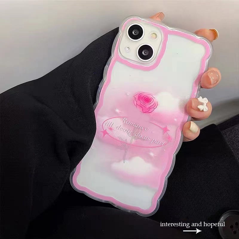 Soft Case Silikon TPU Transparan Motif Mawar Pink Untuk IPhone 13 12 Pro Max 11 XS XR X 8 7 6S Plus Mini