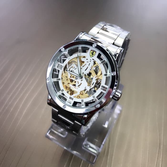 JAM TANGAN FERRARI AUTOMATIC SILVER COVER WHITE GOLD