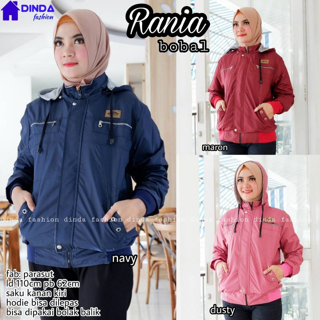 rania bobal dinda | jaket wanita parasut bolak balik all size standar