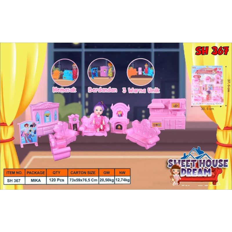 SH 367 SWEET HOUSE DREAMS / mainan furniture rumah plus boneka / mainan sofa minimalis