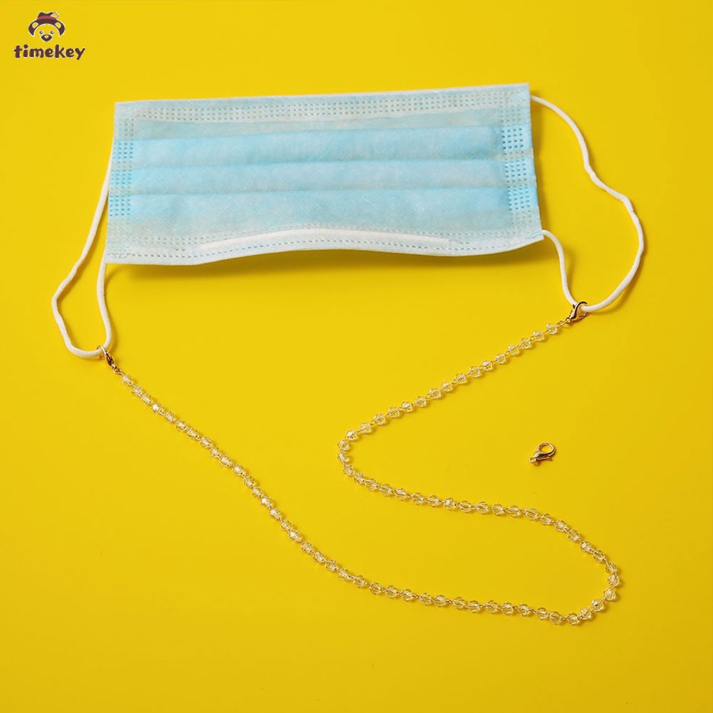 【Mask】Tali Lanyard Hias Kristal Mutiara Dapat Dilepas Untuk Masker Wajah Anak / Dewasa