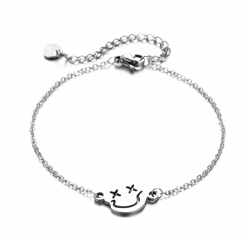 Gelang Motif Smiley Bahan Stainless Steel Untuk Wanita
