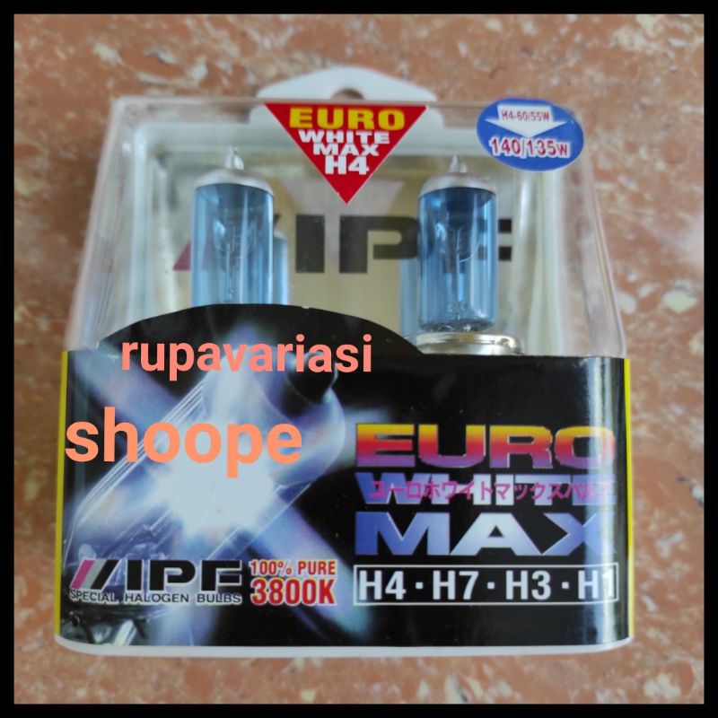 BOHLAM HEADLAMP DEPAN MOBIL H4 / BULB  H4 12 VOLT 55 watt terang 140 WATT XENON SUPER WHITE 2 PCS