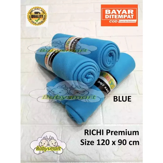 Babysmart - 4 Pcs RICHI Premium Bedong Bayi BABY Single Colour / Selimut bayi / Alas tidur bayi / Bahan Halus