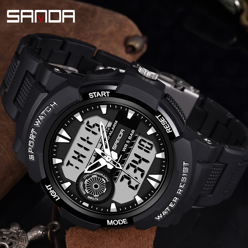 SANDA 6002 Jam Tangan Pria Digital Analog Tali Rubber Shockproof Anti Air WATCHKITE WKOS