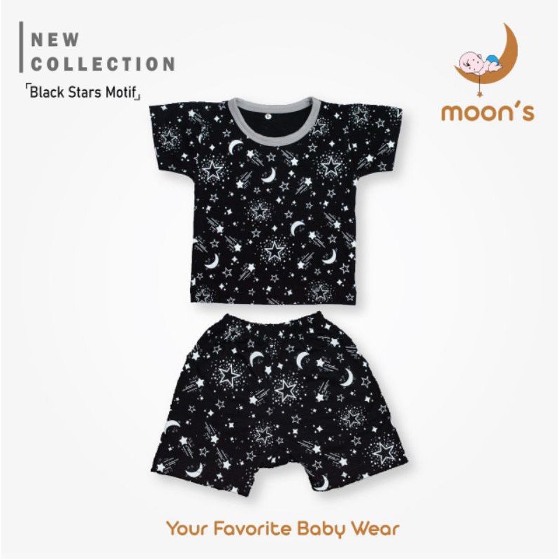 SML MOONS Stelan Oblong Pendek Moons, Celana baju pendek bayi