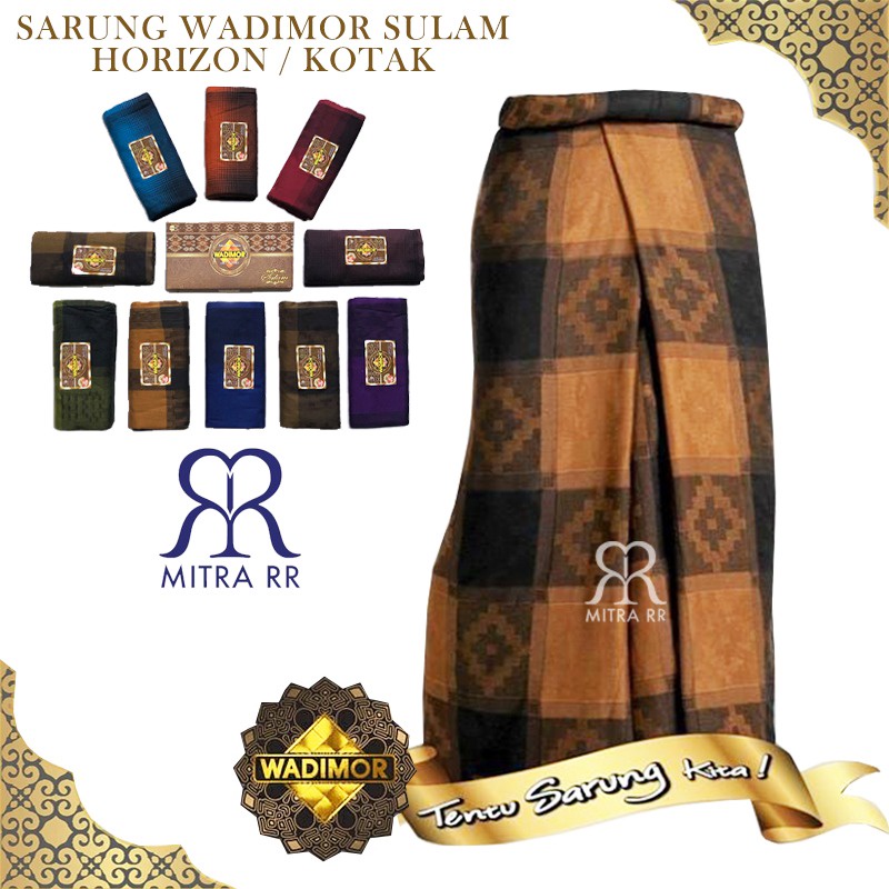 Sarung Wadimor Sulam Motif Kotak / Horizon Garis Sarung Tenun Dewasa Satuan Grosir